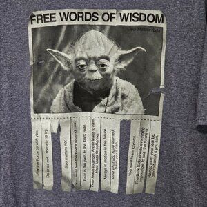 Star Wars T-shirt Yoda XL Gray "Free Words of Wisdom" Graphic Short Sleeve